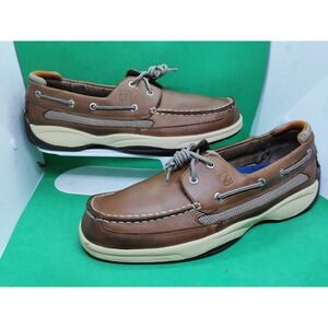 Sperry Mens Boat Shoe 13:M Brown Leather Top Sider Lanyard 2 Eyelets Deck Loafer